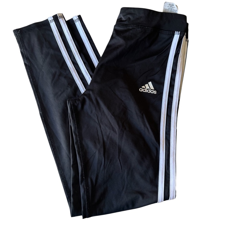 Girls Adidas Kids Black Sweatpants with White Stripes Size M 10/12